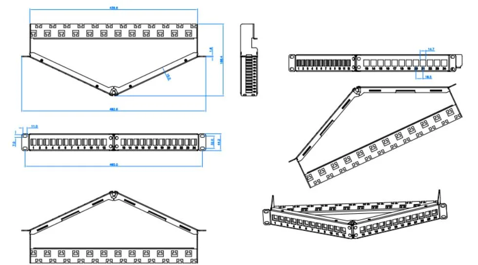 FTP 24 Port Angled Blank Patch Panel